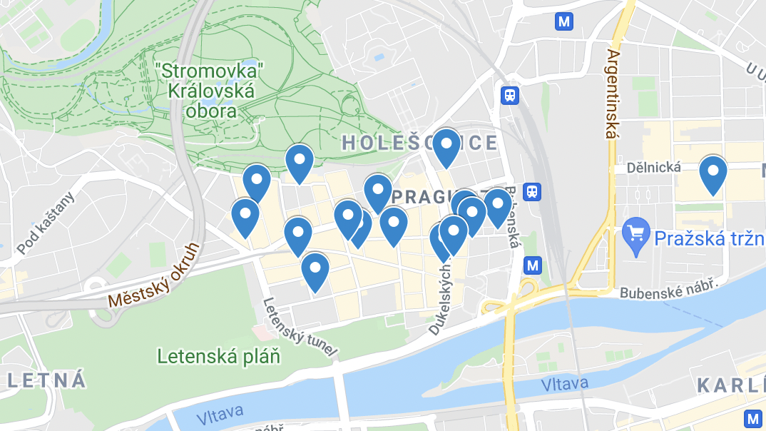 プラハのおすすめカフェの地図